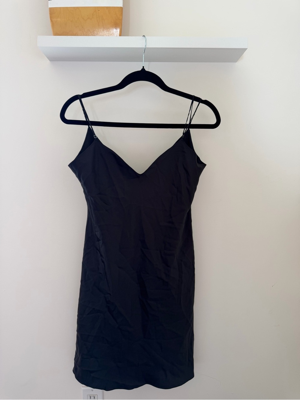 DANNIJO Black Silk Slip Dress with Thin Straps